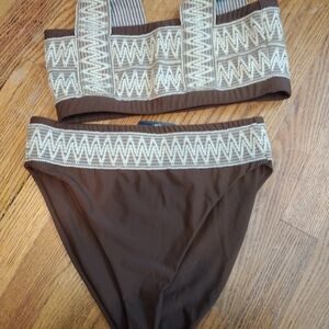 Chic Brown Geometric Bikini Set